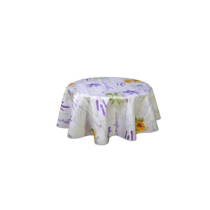 Nappe En Toile Ciree Ronde Provencale Arles Diam 150 Cm Gris Achat Vente Nappe De Table Cdiscount