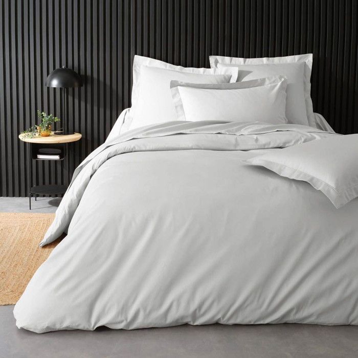 Housse de couette 2 personnes 260 x 240 cm percale de coton 78 fils Blanc