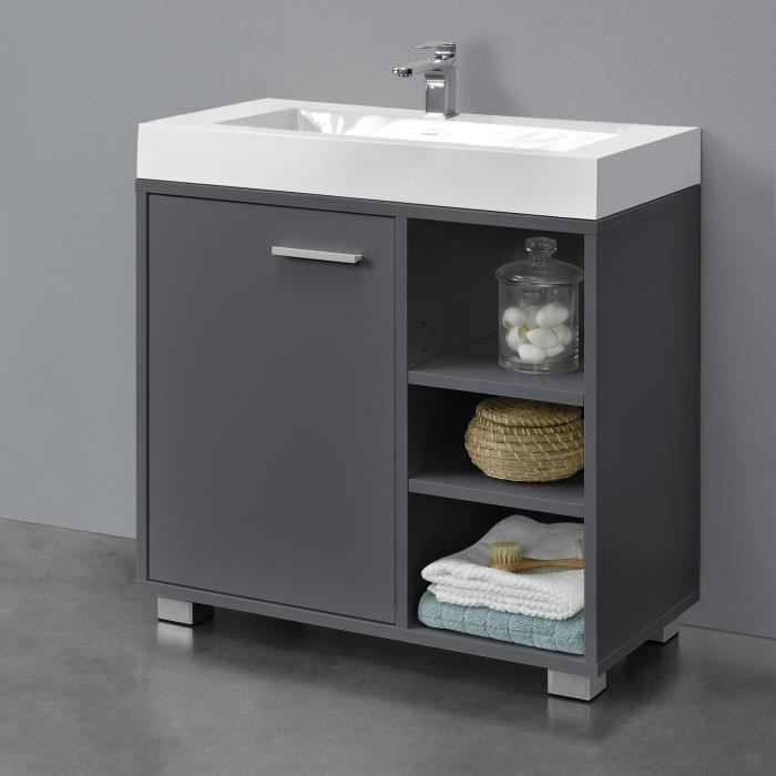 meuble sous lavabo pour salle de bain narvik 56 x 60 x 31 cm gris foncé