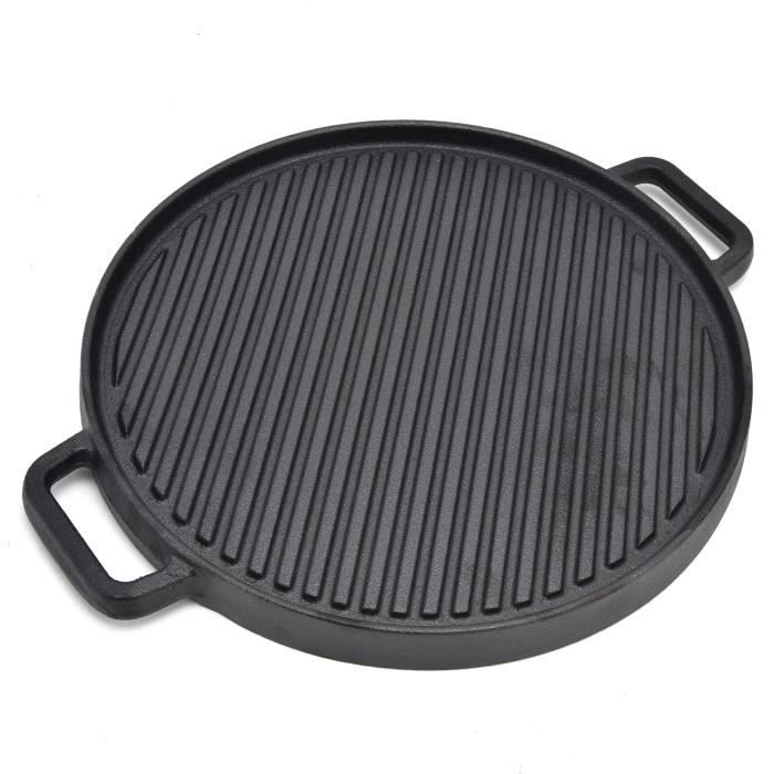 Plaque Cuisson Camping Plaque En Fonte Double Face Velaze - 42x23 Cm - Pour Barbecue Gaz, Électrique, Cuisinière - Antiadhésive Accessoire Barbecue Métal