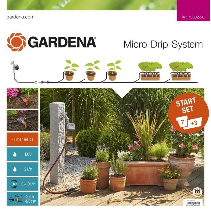 Kit d'initiation Arrosage - Goutte pour plantes en pots avec programmateur - GARDENA