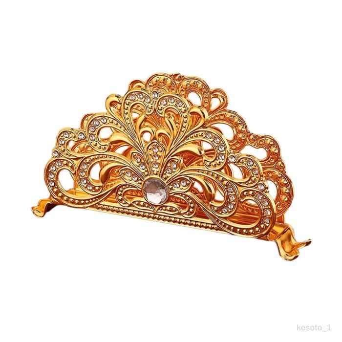 Porte-serviettes doré, porte-serviettes en cristal doré (longueur 35cm