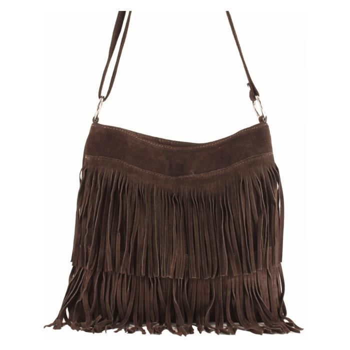 Sac Bandoulière Femme Cuir Velours (Marron Fonce - TU) - Achat ... Sac Bandoulière Femme Cuir Velours (Marron Fonce - TU) - Achat ...