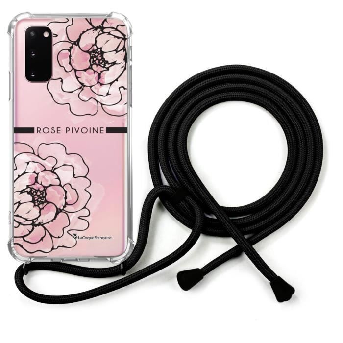 LA COQUE FRANCAISE Coque cordon Samsung Galaxy S20 Dessin Rose Pivoine