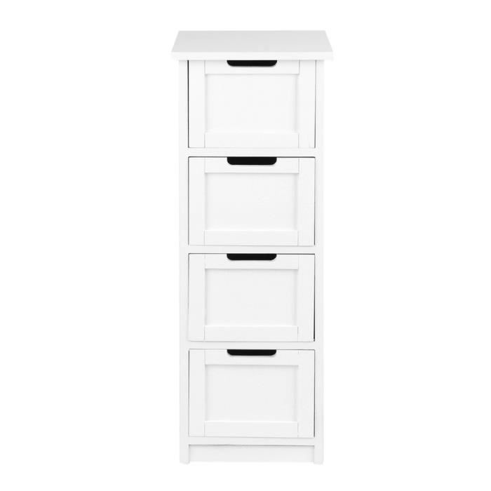 AKALNNY Meuble Colonne de Salle de Bain Armoire Commode de Chambre Meuble  de Rangement - 4 Tiroirs - Blanc - L 30 x P 30 x H 82 cm - Cdiscount Maison