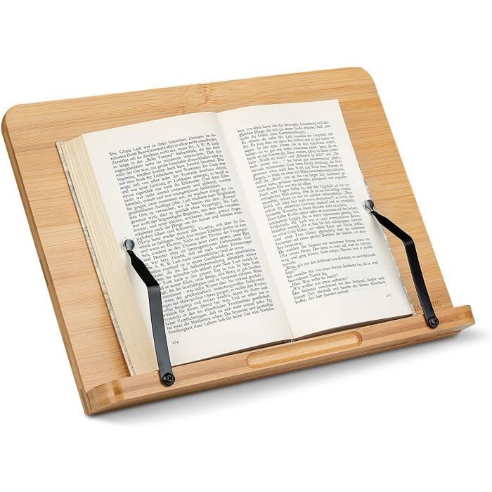 Support à Livres En Bois D'Acacia THUISCO - Design Croisé - Lutrin Ou Présentoir - Noir