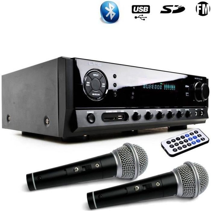 AMPLI HIFI STEREO KARAOKE Home-cinéma LTC Auio ATM6500BT 100W + 3x20W + USB Bluetooth FM AUX DVD + 2 MICROS
