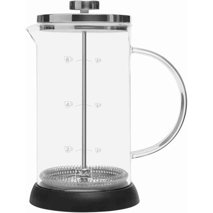 Cafetière à piston MELITTA Standard 9 tasses - Compatible Café moulu - Réservoir d'eau amovible - Pr