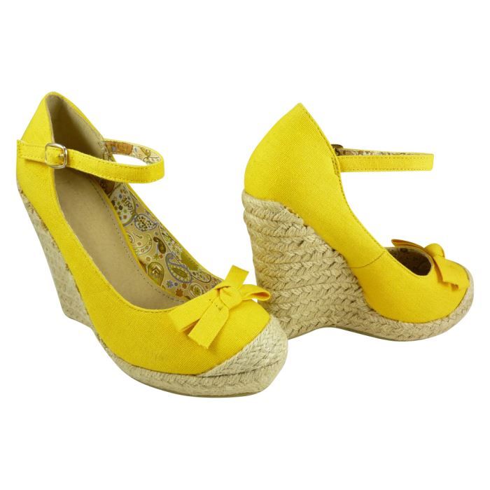 espadrille compensée jaune