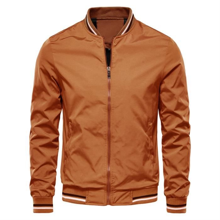 Veste Homme KJEHOME Printemps Casual Col Montant Legere Bleu Marin Marron 2 Marron 2 Cdiscount Pret a Porter