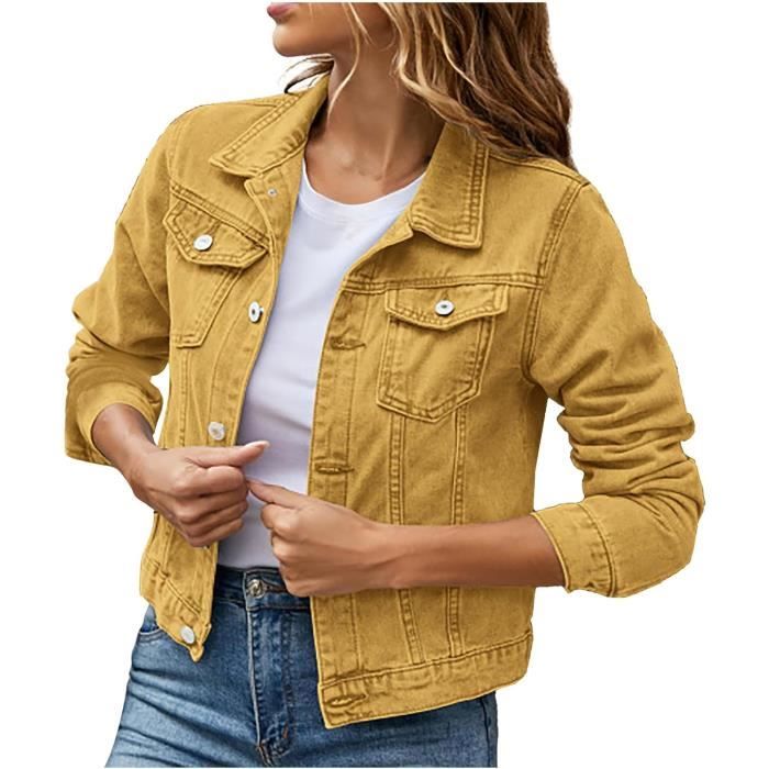 Veste en Jean Femme Blouson Perfecto Bomber Fauve