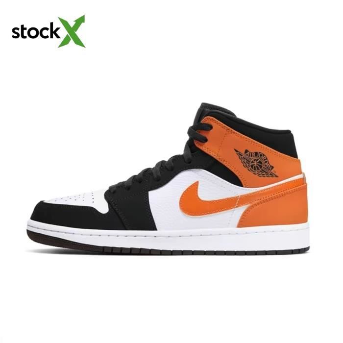 Baskets Nike Air Jordan 1 Mid SHATTERED BACKBOARD 554724 058 en cuir mixte Orange Lacets Plat Orange Cdiscount Chaussures