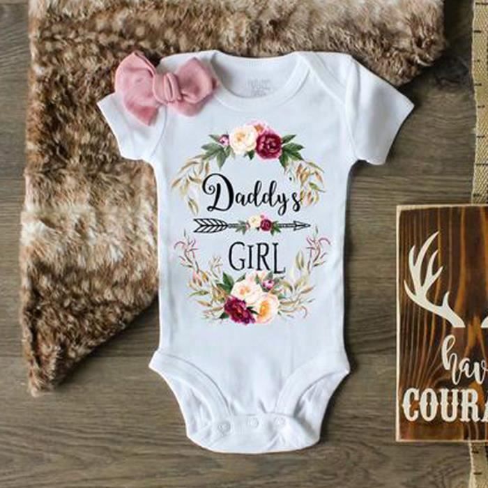 Lettre De Nouveau Ne Bebe Papa Bebe Fille Floral Romper Blanc Bodysuit Vetements Blanc Cdiscount Pret A Porter