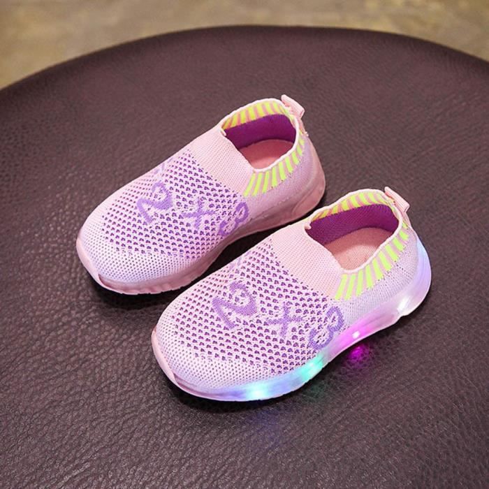 Chaussures Bébé Garçon/fille à LED Lumineuses - Montantes, Semelle Antidérapante, Scratch, Pour Premiers Pas