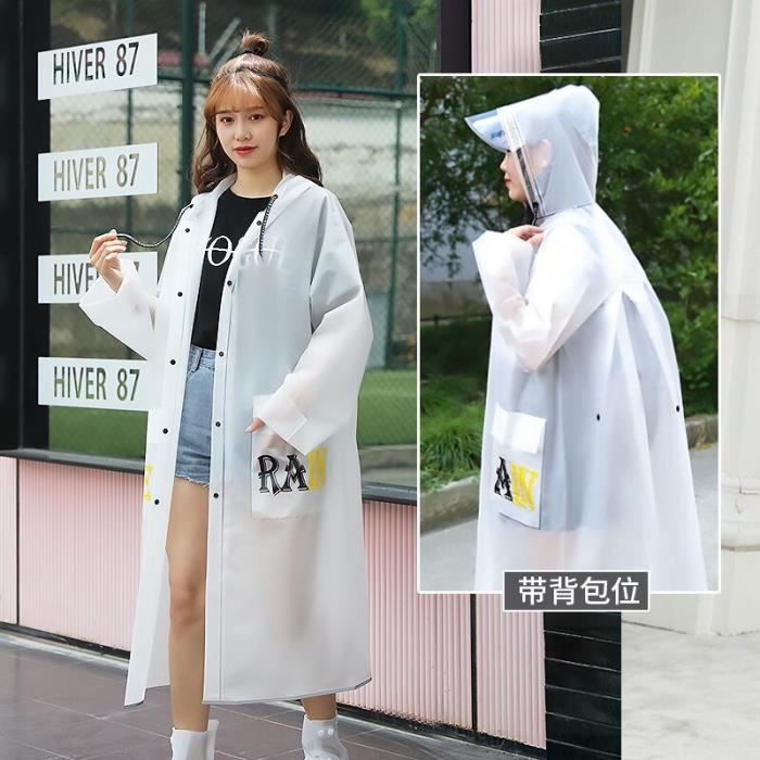 Trench Impermeable Transparent pour femme et homme veste de randonnee pour etudiant Poncho de voiture Long complet Type Rose Blanc Cdiscount Pret a Porter