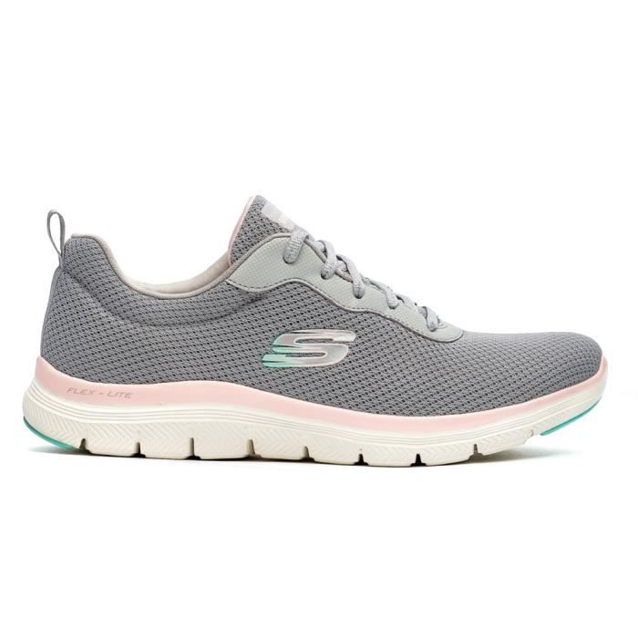 chaussures de fitness femme skechers flex appeal 4.0 149303-gylp gris - route - running