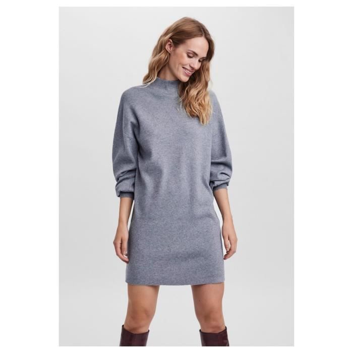 Robe pull long col montant Gris Femme