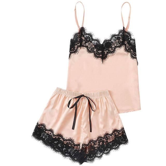 Nuisette Dentelle Et Satin Avidlove - Col En V Profond, Dos Nu, Pour Soirée Romantique Ou Nuit Spéciale