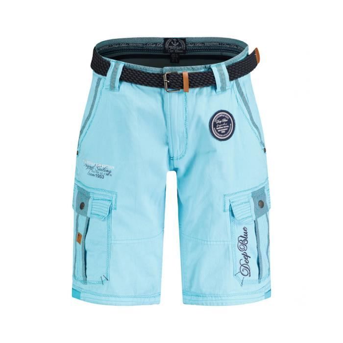 Bermuda Homme Casual Coton - Geographical Norway - PAILLETTE MEN - Turquoise L