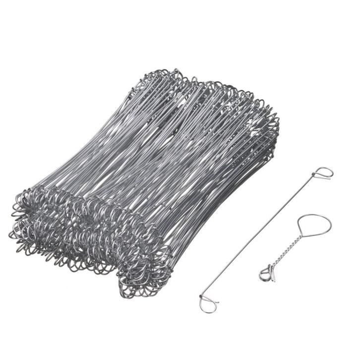 NATURE Lot de 200 Liens à boucle en acier galvanisé pour torsadeuse à fil - (L16 cm x Ø1 mm)