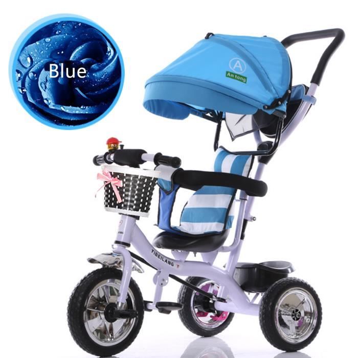 Neufu 4 En 1 Tricycle Velo 3 Roues Poussette Evolutif Multifonctions Pour Enfants Bleu Cdiscount Sport