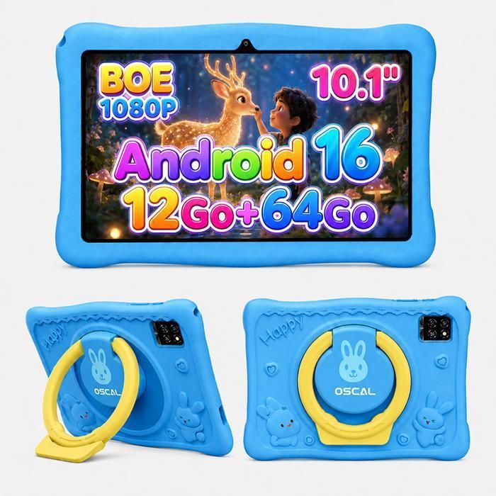 Tablette Enfant OSCAL KIDO 2 101 Pouces Android 1612Go RAM+64Go Google Kids SpaceContrôle ParentalTablette Éducative Enfant