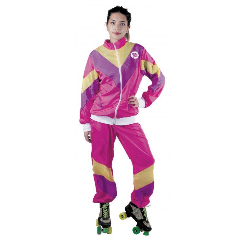 déguisement jogging années 80 rose femme - party pro - taille unique - polyester - adulte