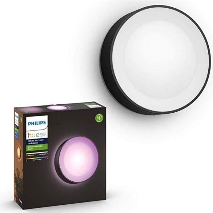 Philips Hue White and Color Ambiance Liana applique murale LED 12W dimmable + télécommande noir