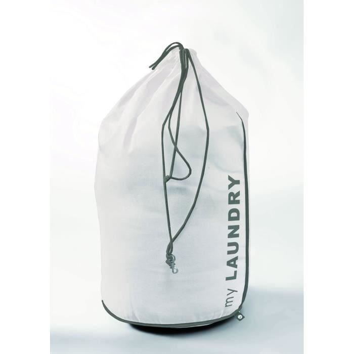 Panier à linge sac WOS My Laundry blanc 38,5x70 cm