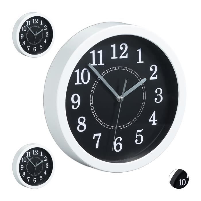 3 x Wanduhr rund, kleine Uhr zum Aufhängen, klassisches Design,  batteriebetrieben, Sekundenzeiger, Uhr, Ø 20 cm, weiß