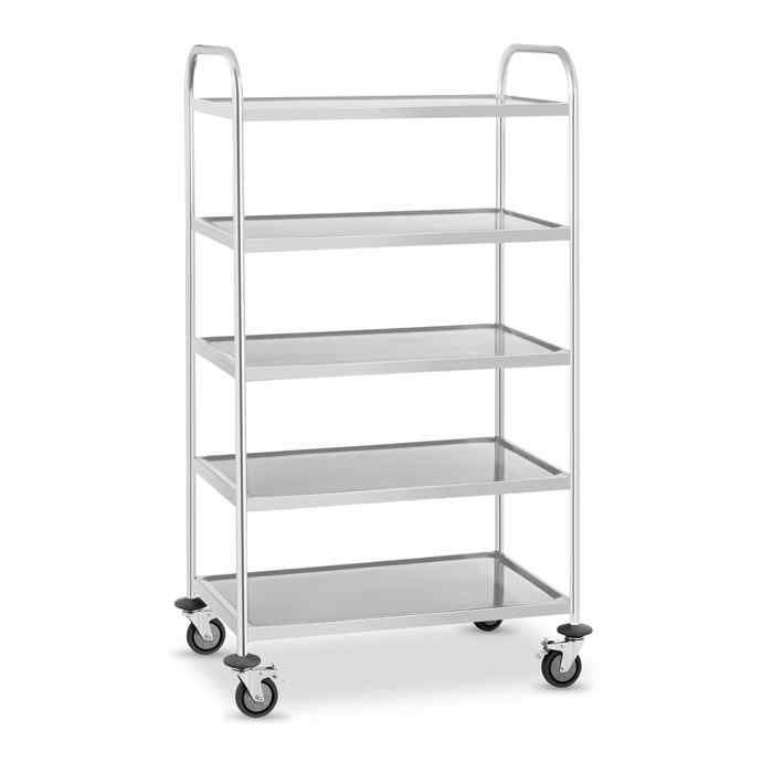 Chariot De Service Desserte Cuisine Table Roulante Inox 5 Plateaux