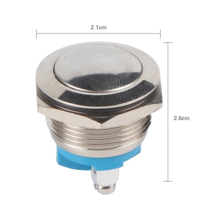 Interrupteur Bouton-poussoir Klaxon 12V – Momentané, Bleu, 16mm, Pour Klaxon Air Ou électrique