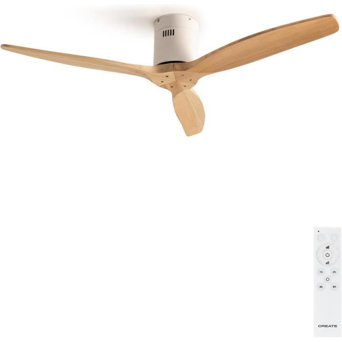 Ventilateur de Plafond - IKOHS - WINDLIGHT EASY - 53W Silencieux - 86 cm - Jaune pastel