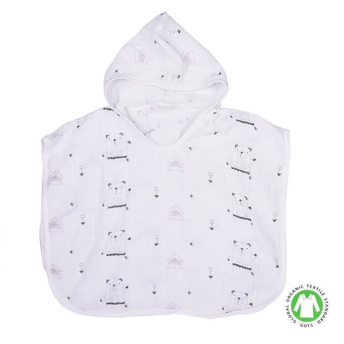 Poncho De Bain Bebe Et Enfant En Mousseline De Coton Bio Bears Cdiscount Puericulture Eveil Bebe