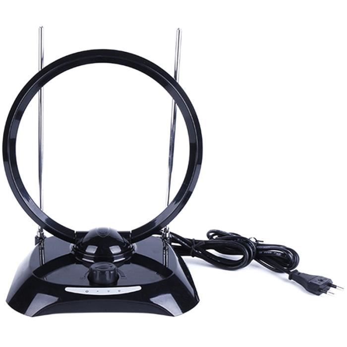 Antenne TV Intérieure Double Verticale – Réception HD Jusqu’à 80 Km, Amplifiée, Compatible ATSC/DVB-T/ISDB