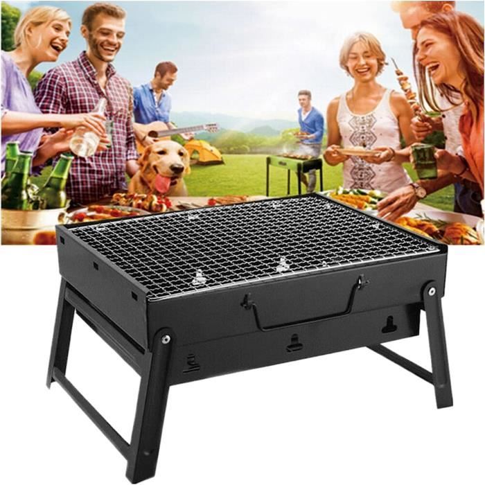 Barbecue à Charbon en acier inoxydable, gril pliant portable, gril