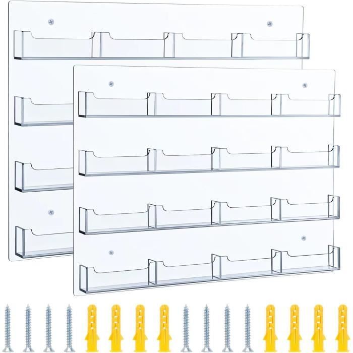 Distributeur Masque Et Gants KOEMEHR - 3 Compartiments Acrylique - Support Mural Ou Comptoir - 35x9,5x26 Cm