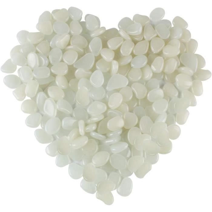 PATIKIL 500pcs Lueur Roches 8-11mm Lueur Cailloux Décoration dans Le Foncé Lumineux Pierres Décoration Bricolage Décoratif Blanc pour Jardin, Plante