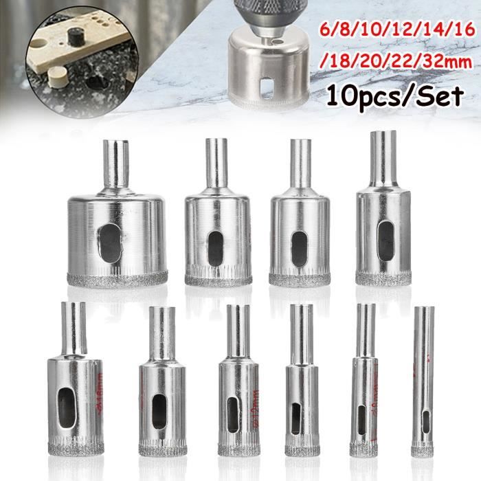 Tempsa 10pcs Perceuse Scie Cloche Trou Diamant Pr Verre Carrelage