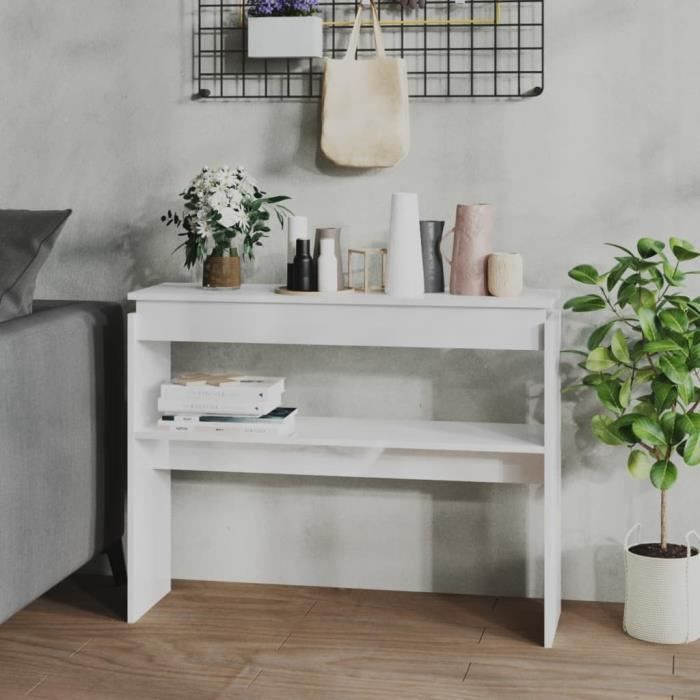 Table console - VIDAXL - 808329 - Blanc brillant - Aggloméré - 102x30x80 cm