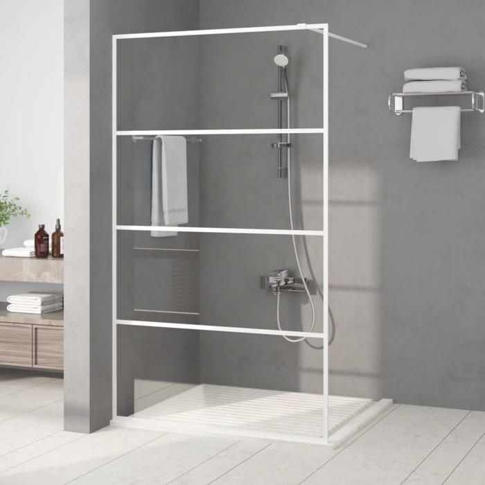 vidaXL Paroi de Douche Ecran Cloison Cabine de Douche Salle de Bain Intérieur Résistance aux Eclaboussures Blanc 115x195 cm 152143