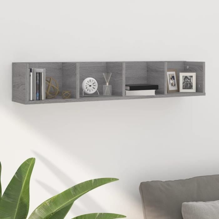vidaXL Étagère murale à CD Sonoma gris 100x18x18 cm Bois dingénierie 826618