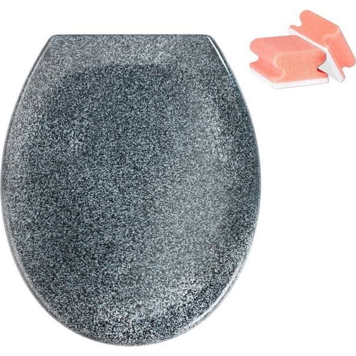 Abattant WC avec frein de chute abattant WC original effet granit fixation acier Cdiscount Bricolage