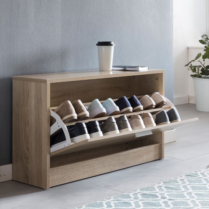WOHNLING Armoire à Chaussures SPLIT 80x24x47 cm Sonoma avec Étagère