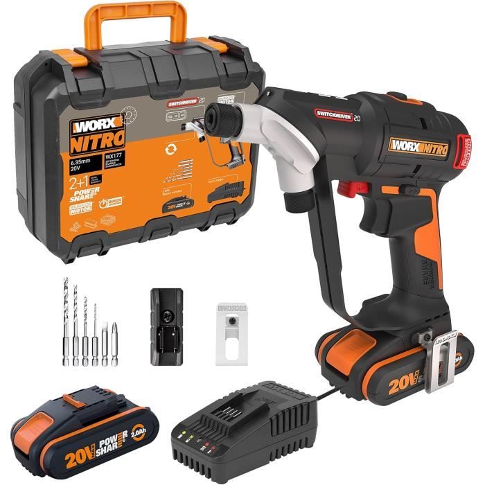 WORX NITRO Perceuse-Visseuse sans Fil Brushless 20V WX177 SwitchDriver