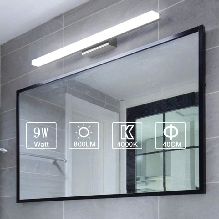 Qucover Lampe Miroir Salle de Bain Luminaire LED Imperméable pour Entrée,Couloir Lampe de Placard Led Rechargeable USB en Acier Inoxydable Lampe Veilleuse LED Blanc Chaud Cuisine IP44 4W 30cm 