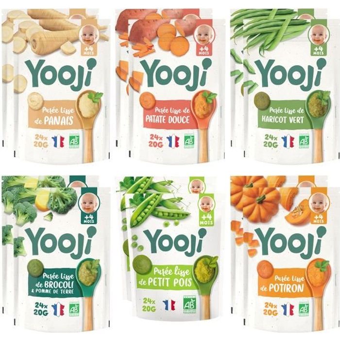 Purees Lisses De Legumes Bio Yooji Pour Bebe De 4 A 6 Mois 2 Mois De Repas Diversification Alimentaire Achat Vente Legumes Cuisines Purees Lisses De