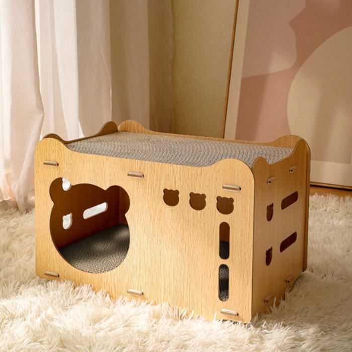 Carton à Gratter Double Face Pour Chat - Avec Herbe à Chat - Tapis Griffoir + Couchage - Écologique Et Réversible - 9