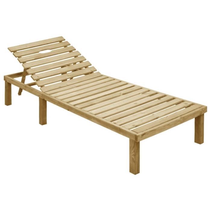 tip - bains de soleil - chaise longue bois de pin imprégné - yosoo - dx20148