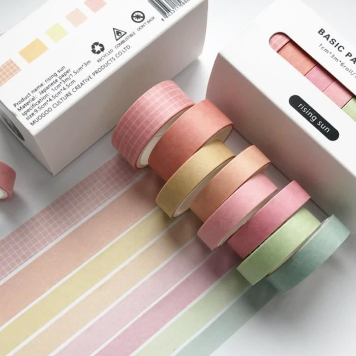 24 Rouleaux De Masking Tape Coloré - Ruban Washi Déco Pour Agendas, Craft Et Personnalisation - 15mm X 2m - 10